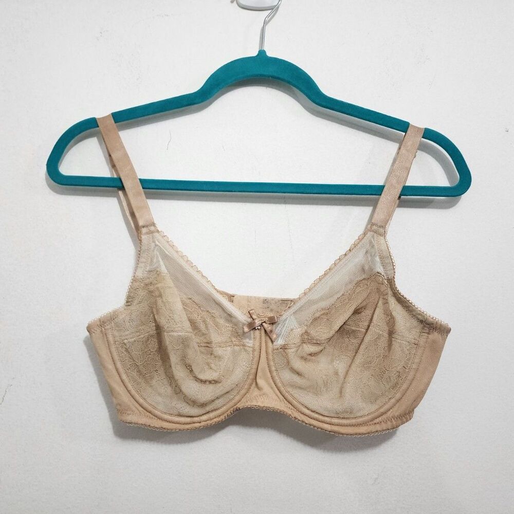 Wacoal Retro Chic Full Figure Underwire Bra Nude Toast Size 36C Sheer Essential